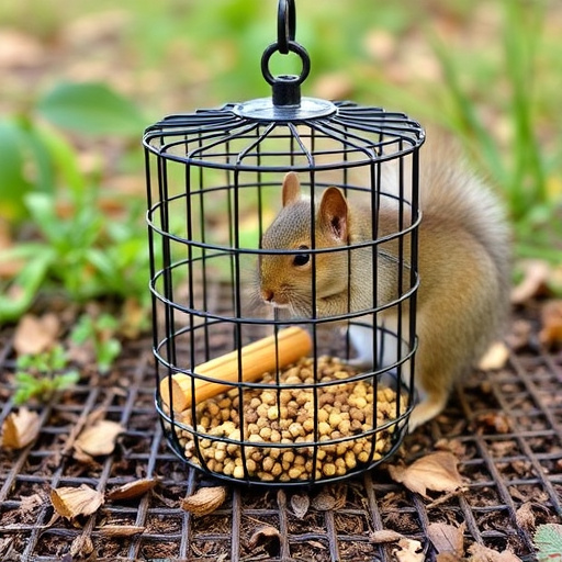 Squirrel-proof cage over ground bird feed