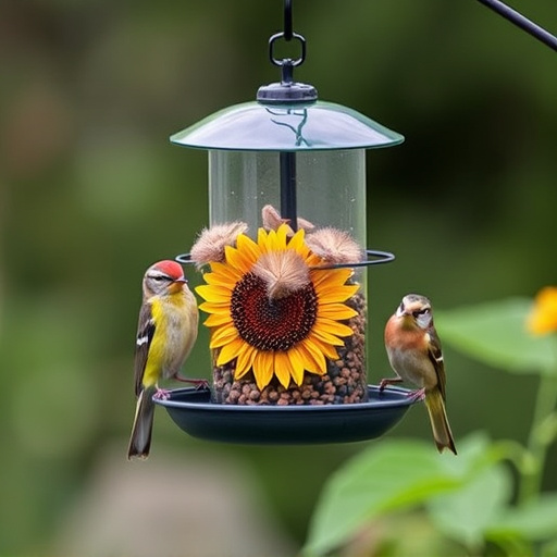 Squirrel-proof  feeder with sunflower heart