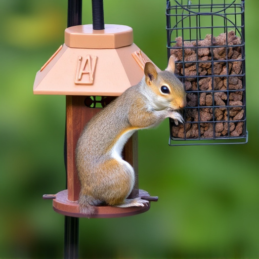 Squirrel trying to access secured feeder