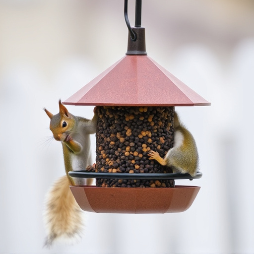 Squirrels kept away by feeder baffle