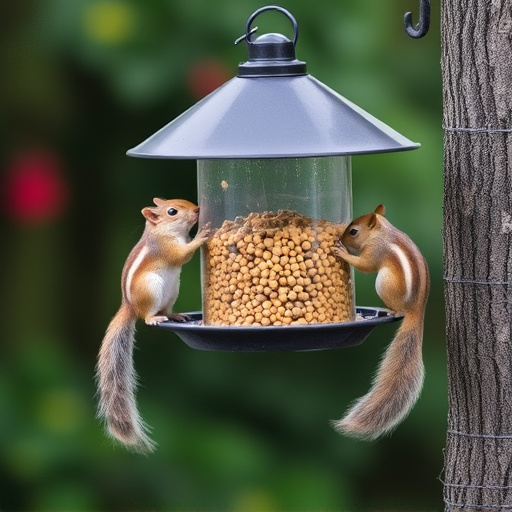 Squirrels kept away by feeder baffle