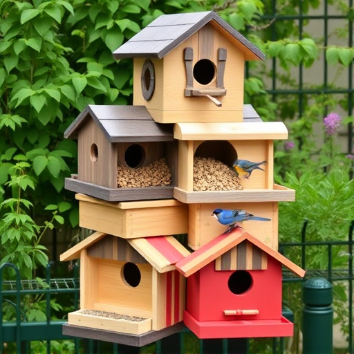 Stacked bird food boxes for delivery