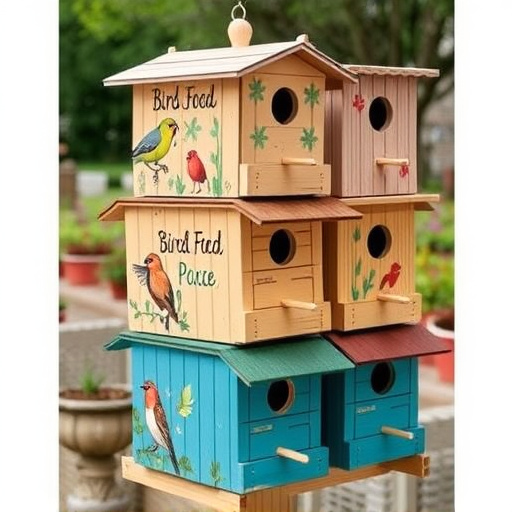 Stacked bird food boxes for delivery