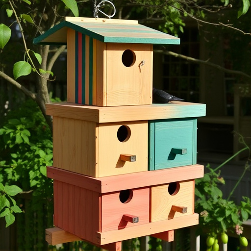 Stacked bird food boxes for delivery