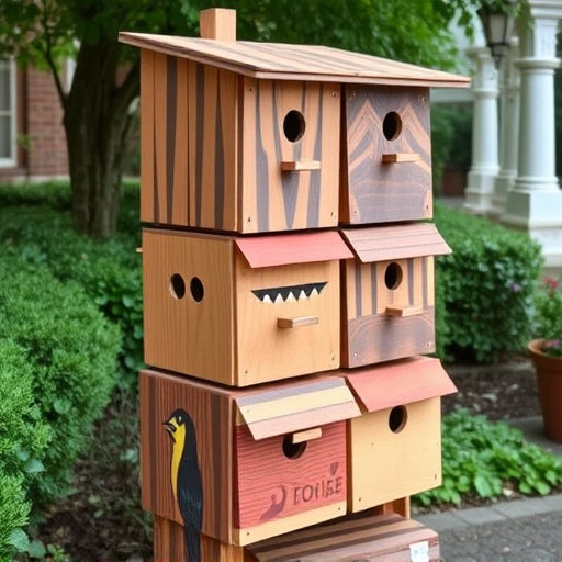 Stacked bird food boxes for delivery