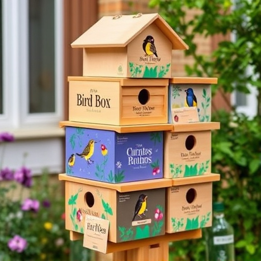 Stacked bird food boxes for delivery