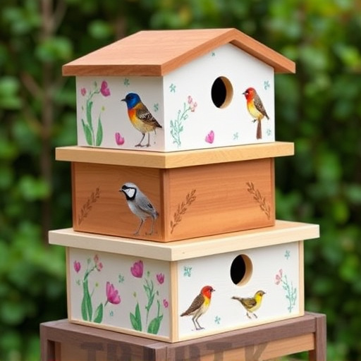Stacked bird food boxes for delivery