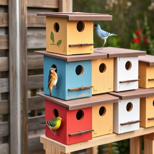 Stacked bird food boxes for delivery