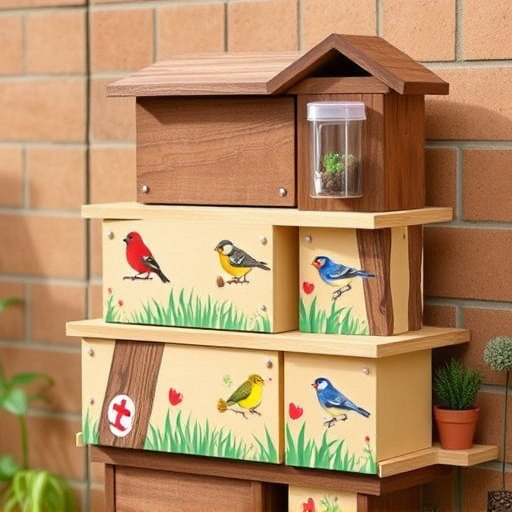 Stacked bird food boxes for delivery