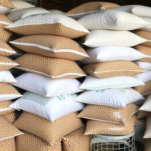 Stacks of suet pellets bags UK