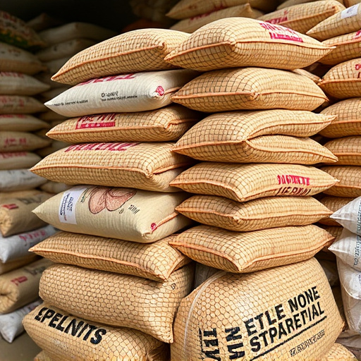 Stacks of suet pellets bags UK