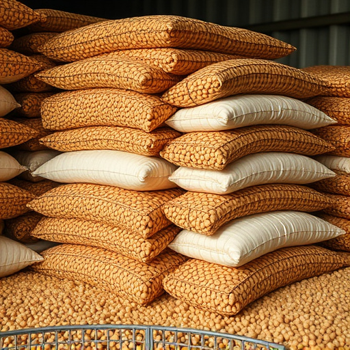 Stacks of suet pellets bags UK