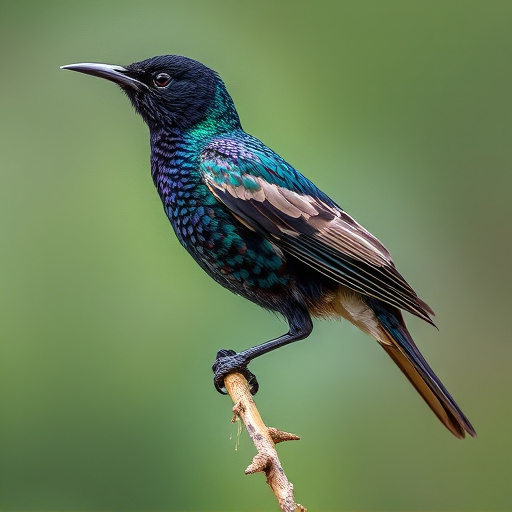 Starling displaying iridescent feathers