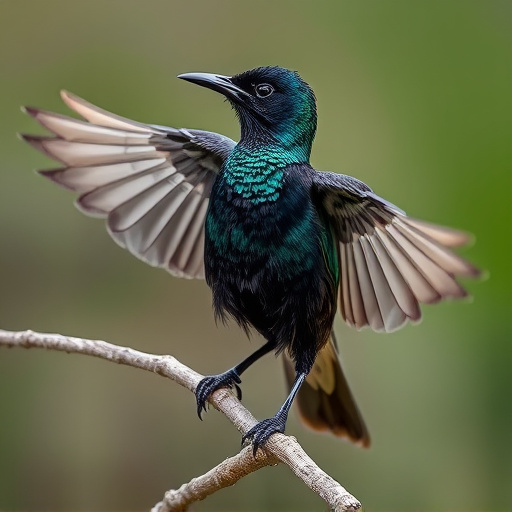 Starling displaying iridescent feathers