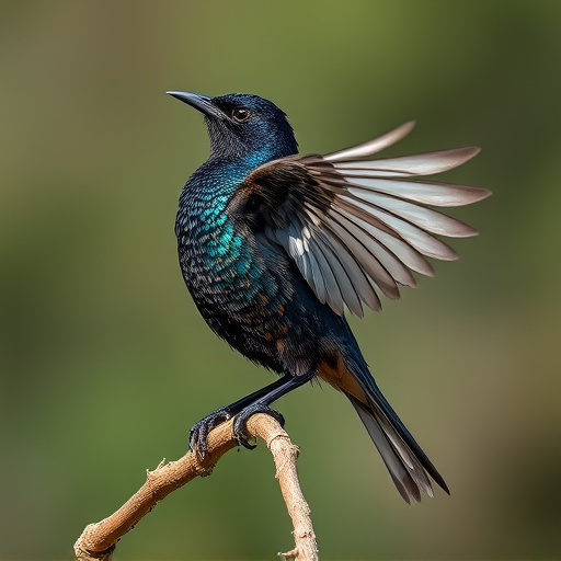 Starling displaying iridescent feathers
