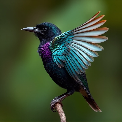 Starling displaying iridescent feathers
