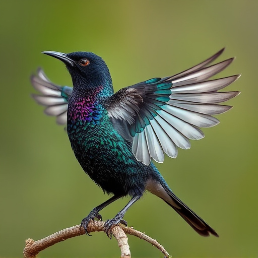 Starling displaying iridescent feathers