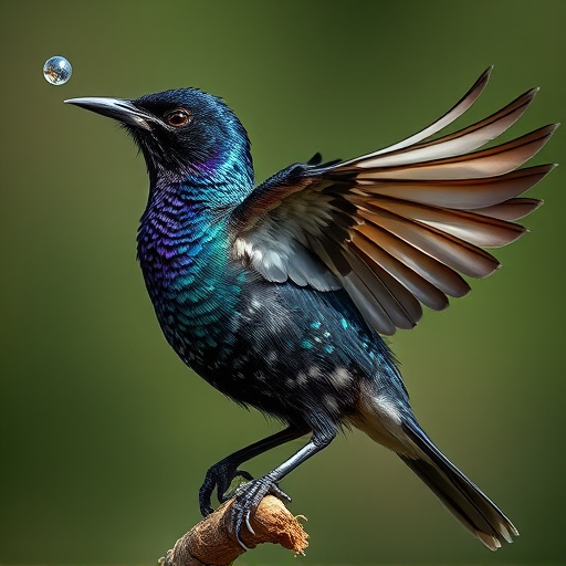 Starling displaying iridescent feathers