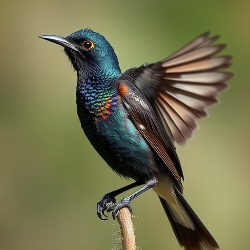 Starling displaying iridescent feathers