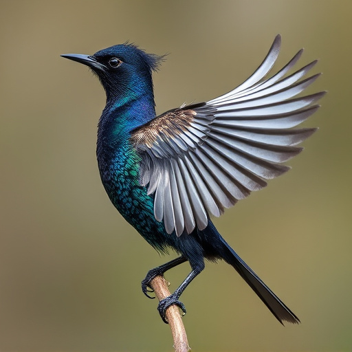 Starling displaying iridescent feathers