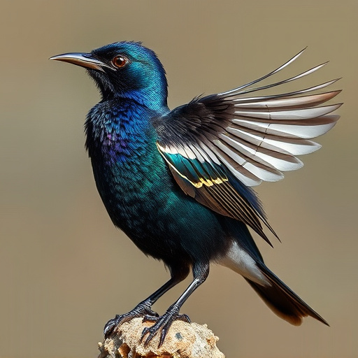 Starling displaying iridescent feathers
