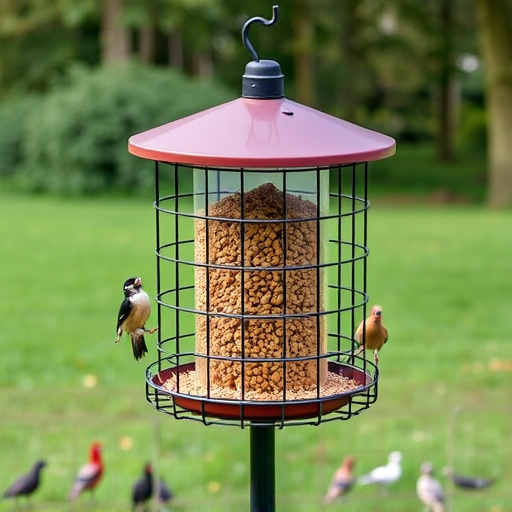 Sturdy feeder mounted on pole guard
