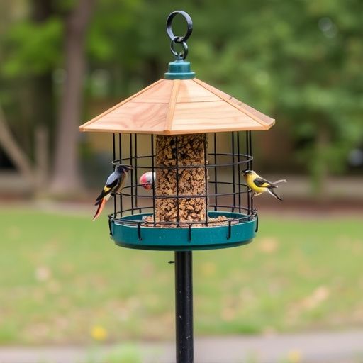 Sturdy feeder mounted on pole guard