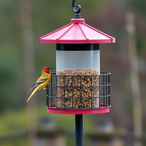 Sturdy feeder mounted on pole guard