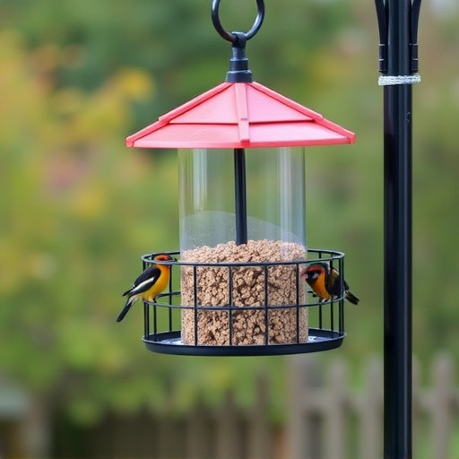 Sturdy feeder mounted on pole guard