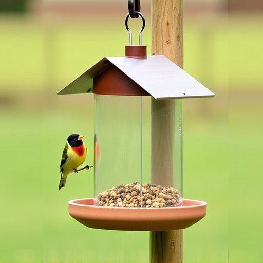 Sturdy UK-designed feeder on wooden pole
