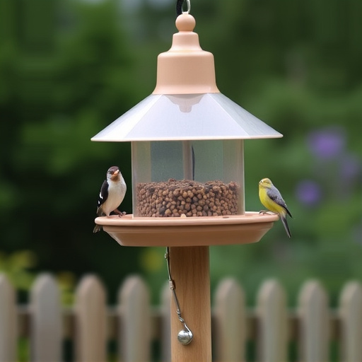 Sturdy UK-designed feeder on wooden pole