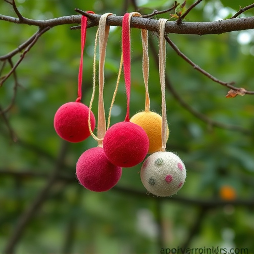 Suet balls dangling from tree branch