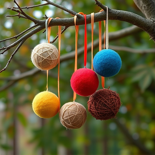 Suet balls dangling from tree branch