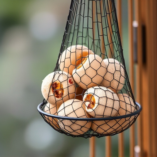 Suet balls in mesh feeder hanging