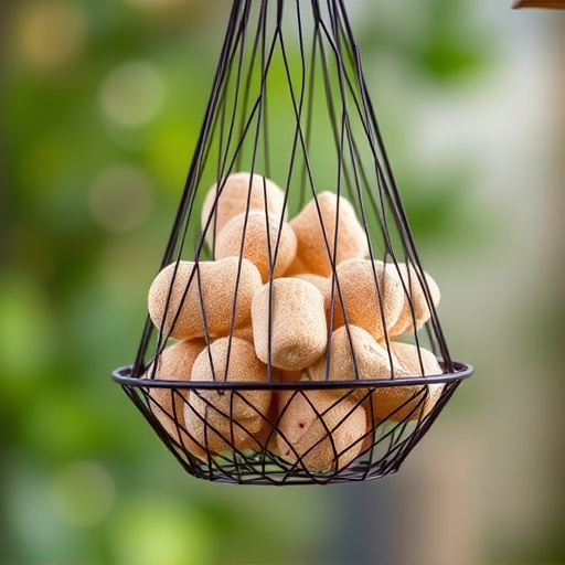 Suet balls in mesh feeder hanging
