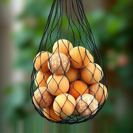 Suet balls in mesh feeder hanging