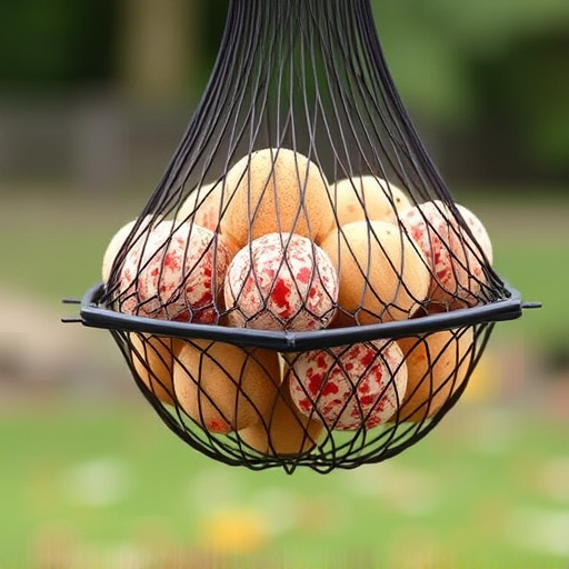 Suet balls in mesh feeder hanging