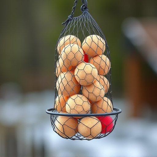 Suet balls in mesh feeder hanging