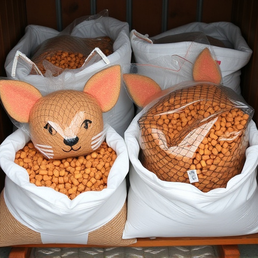 Suet pellets in large storage bags