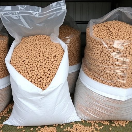 Suet pellets in large storage bags