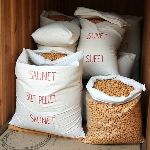 Suet pellets in large storage bags
