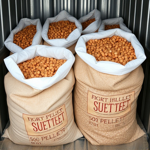 Suet pellets in large storage bags
