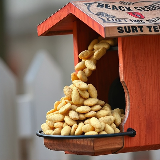 Suet pellets poured into bird feeder