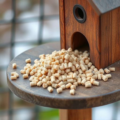 Suet pellets scattered on bird table