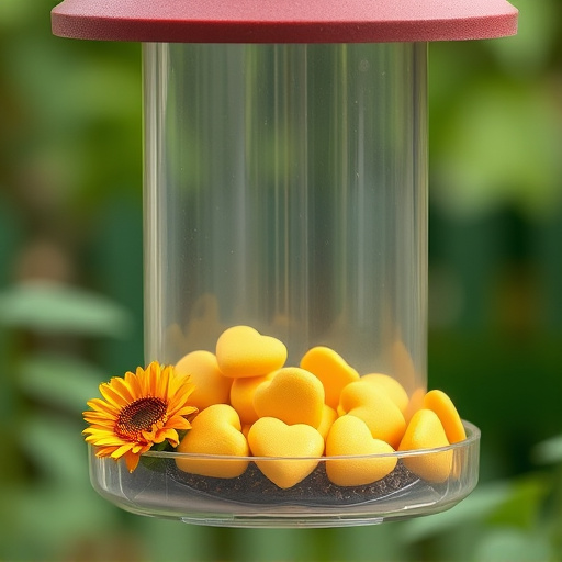 Sunflower hearts in clear plastic bird feeder