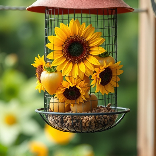 Sunflower hearts in hanging mesh feeder
