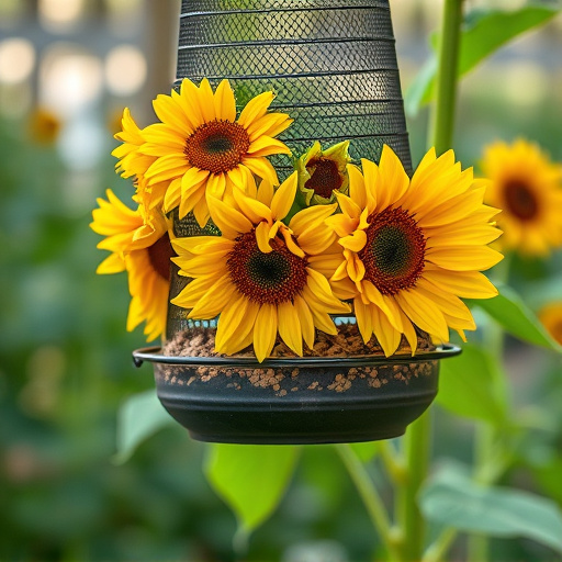 Sunflower hearts in hanging mesh feeder