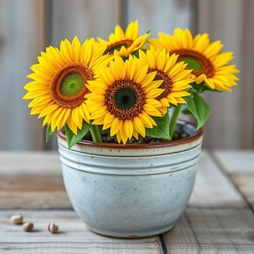 Sunflower hearts in rustic seed container