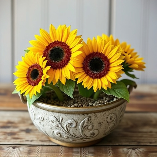 Sunflower hearts in rustic seed container