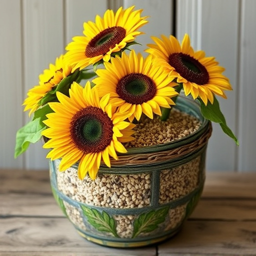 Sunflower hearts in rustic seed container